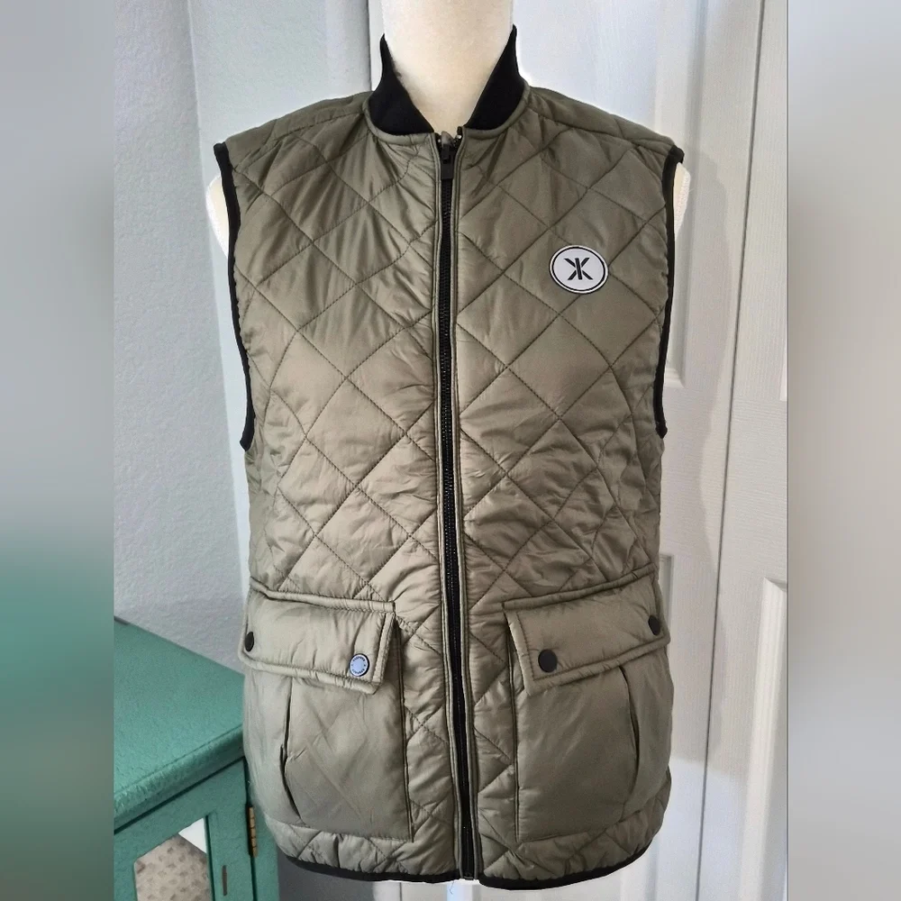 Onepiece Champ Quilted Vest Olive Green Unisex Men’s S Puffer Snap Pocket